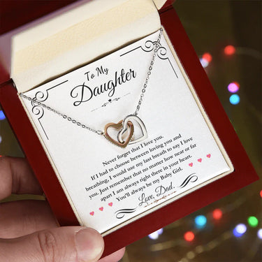 To My Daughter - Interlocking Hearts Necklace - Gift Set - SLDDL0100 - Sunshine Letters Co